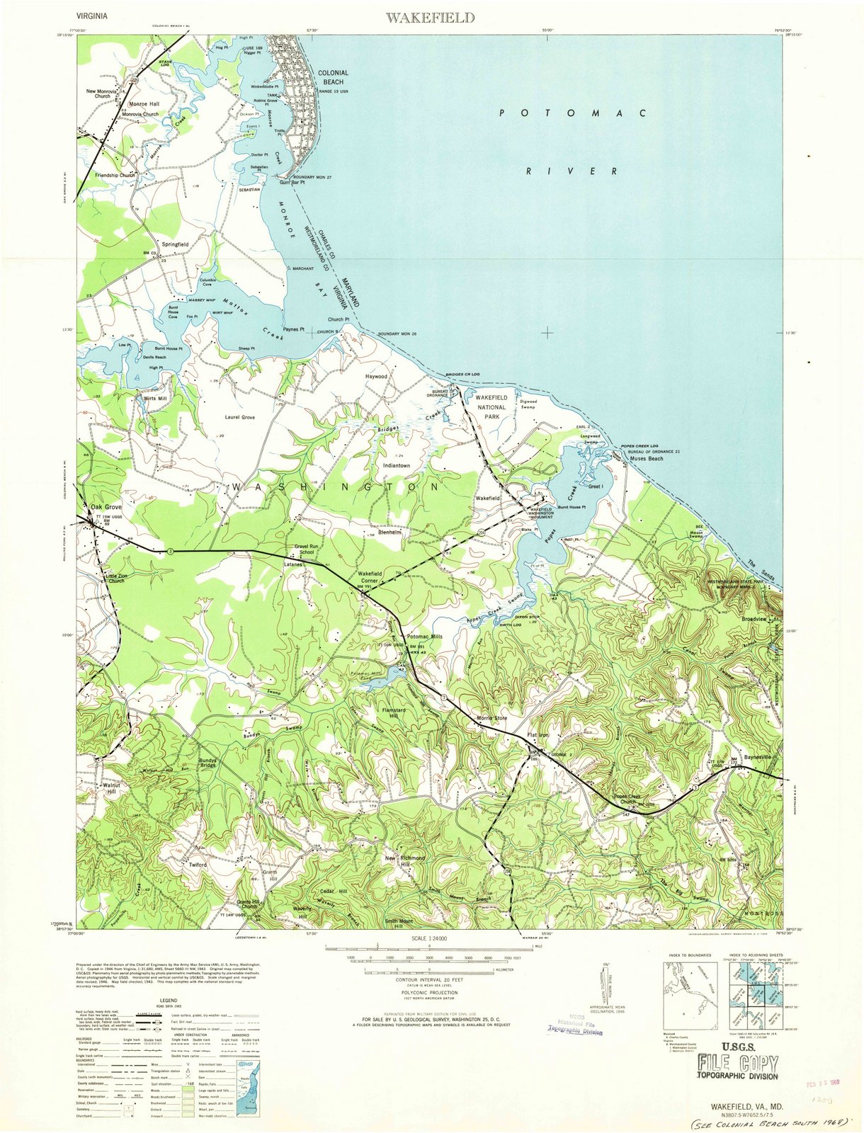 1953 Wakefield, VA - Virginia - USGS Topographic Map