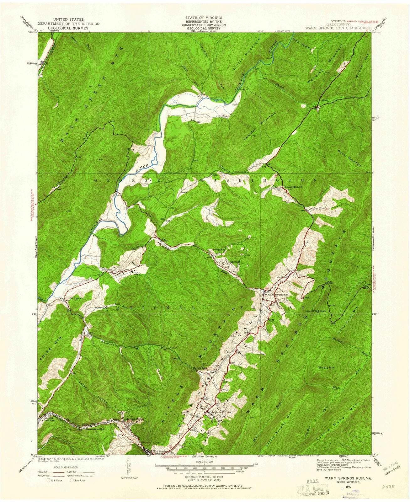 1930 Warm Springs Run, VA - Virginia - USGS Topographic Map