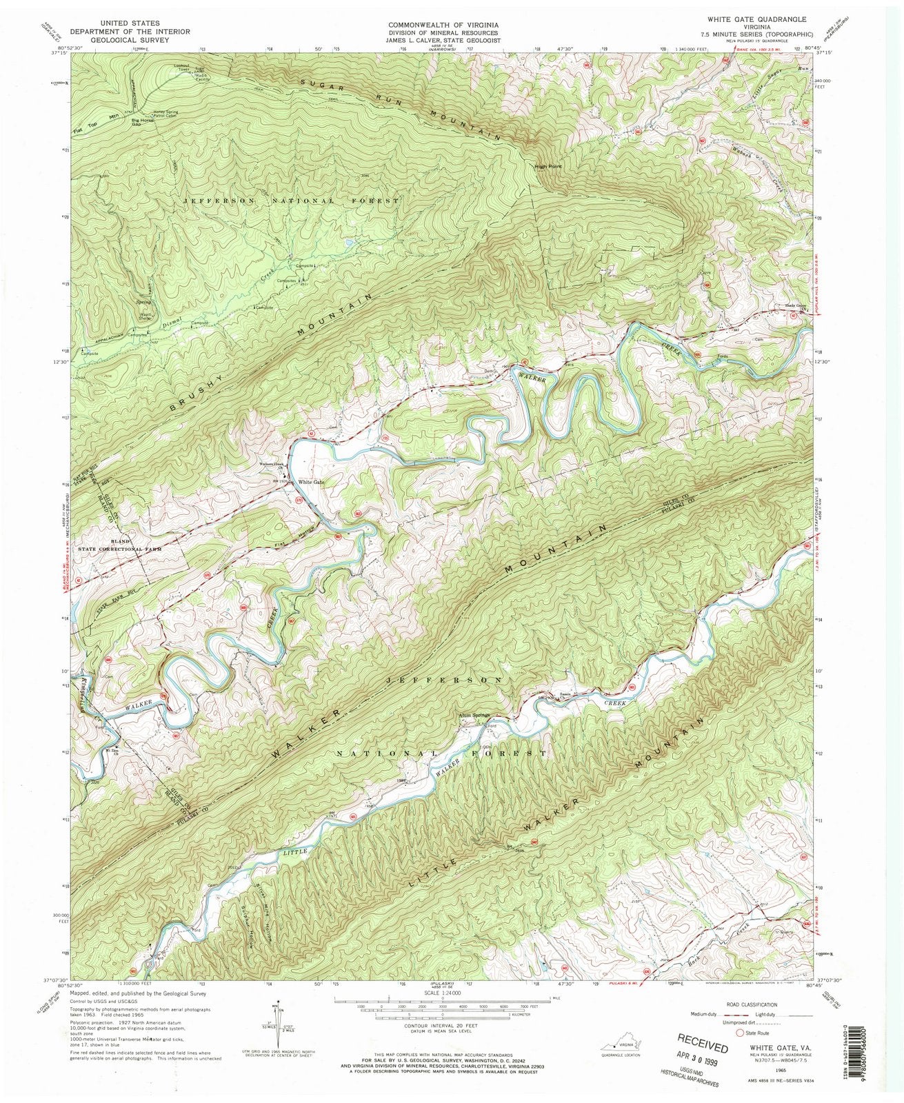 1965 White Gate, VA - Virginia - USGS Topographic Map