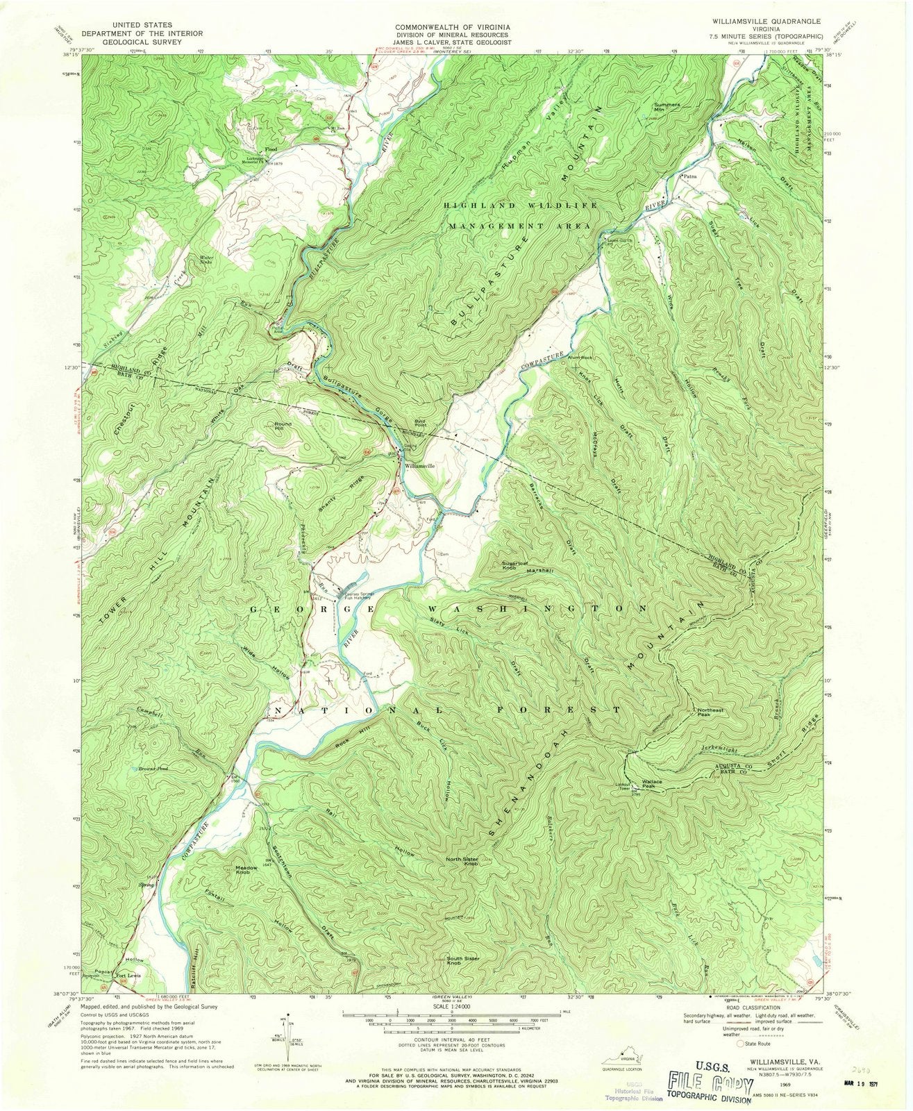 1969 Williamsville, VA - Virginia - USGS Topographic Map