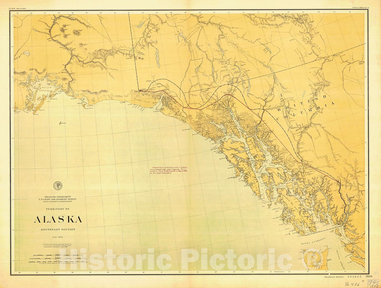 Historic Nautical Map - Southeast Alaska, 1898 NOAA Base Historic Nautical Map - Alaska (AK) - Vintage Wall Art