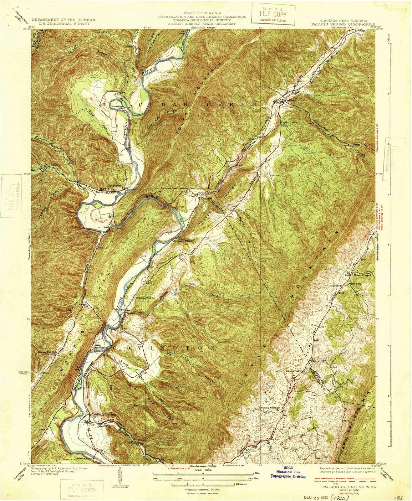 1932 Falling Spring, VA - Virginia - USGS Topographic Map