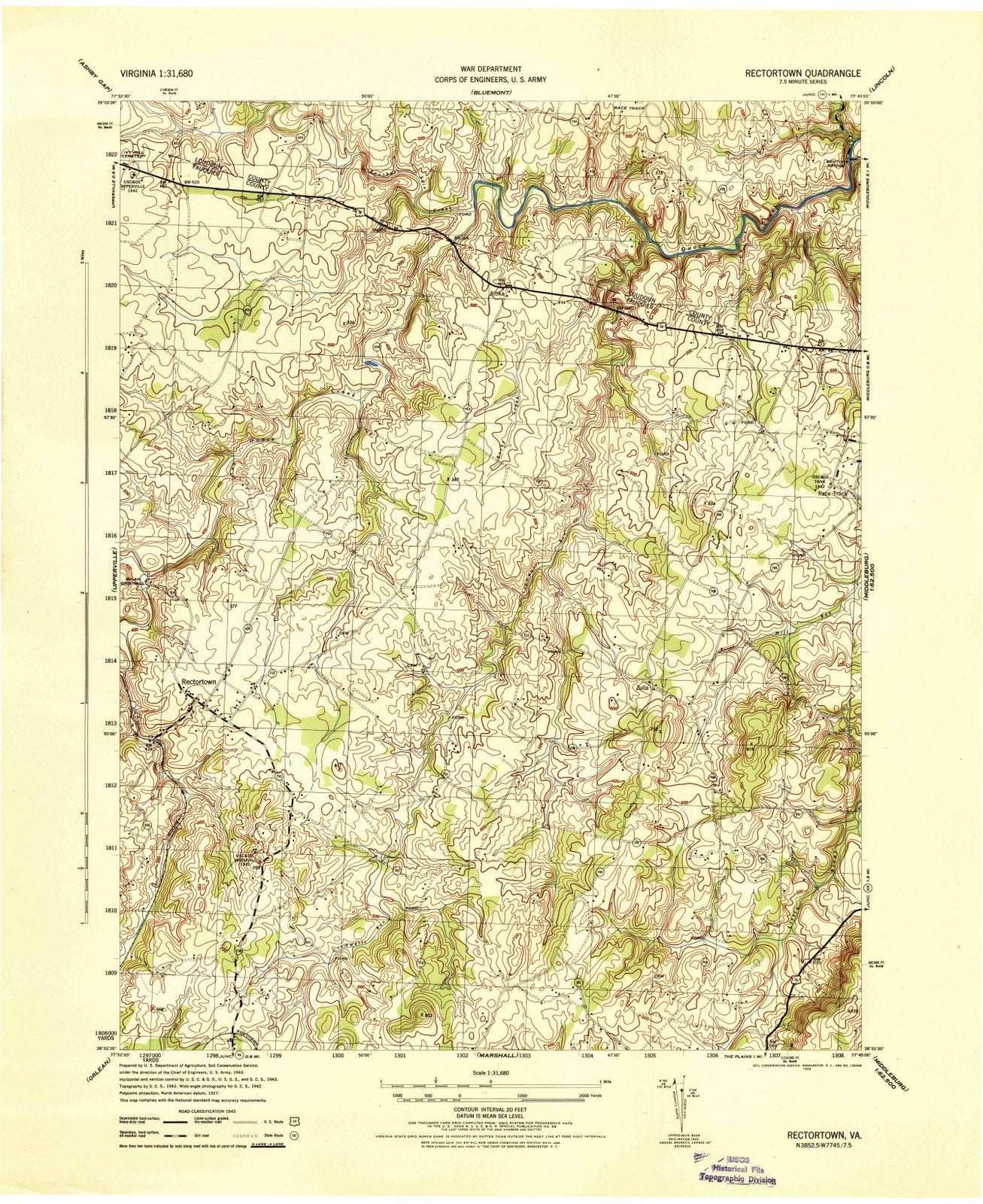 1944 Rectortown, VA - Virginia - USGS Topographic Map