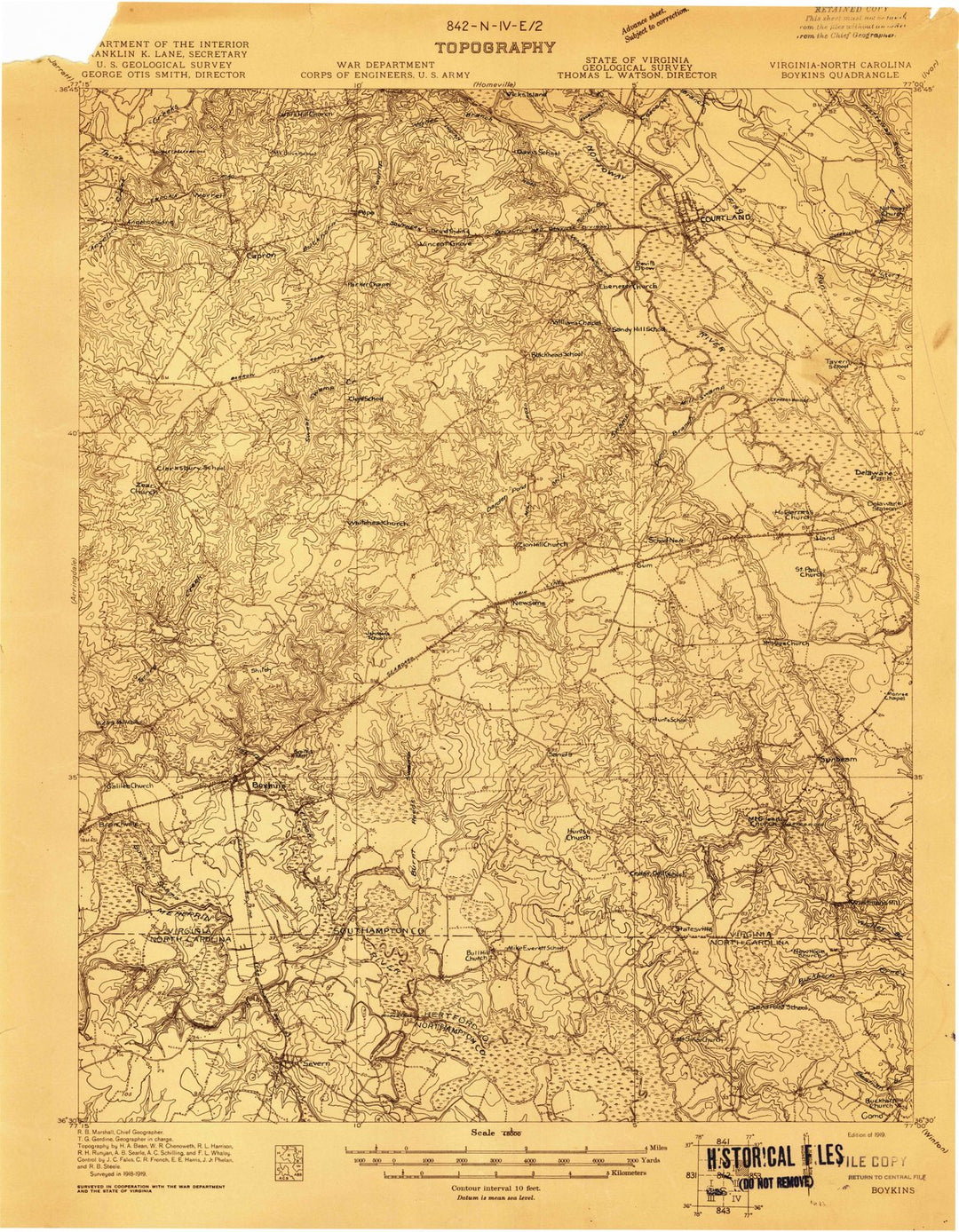 1919 Boykins, VA - Virginia - USGS Topographic Map