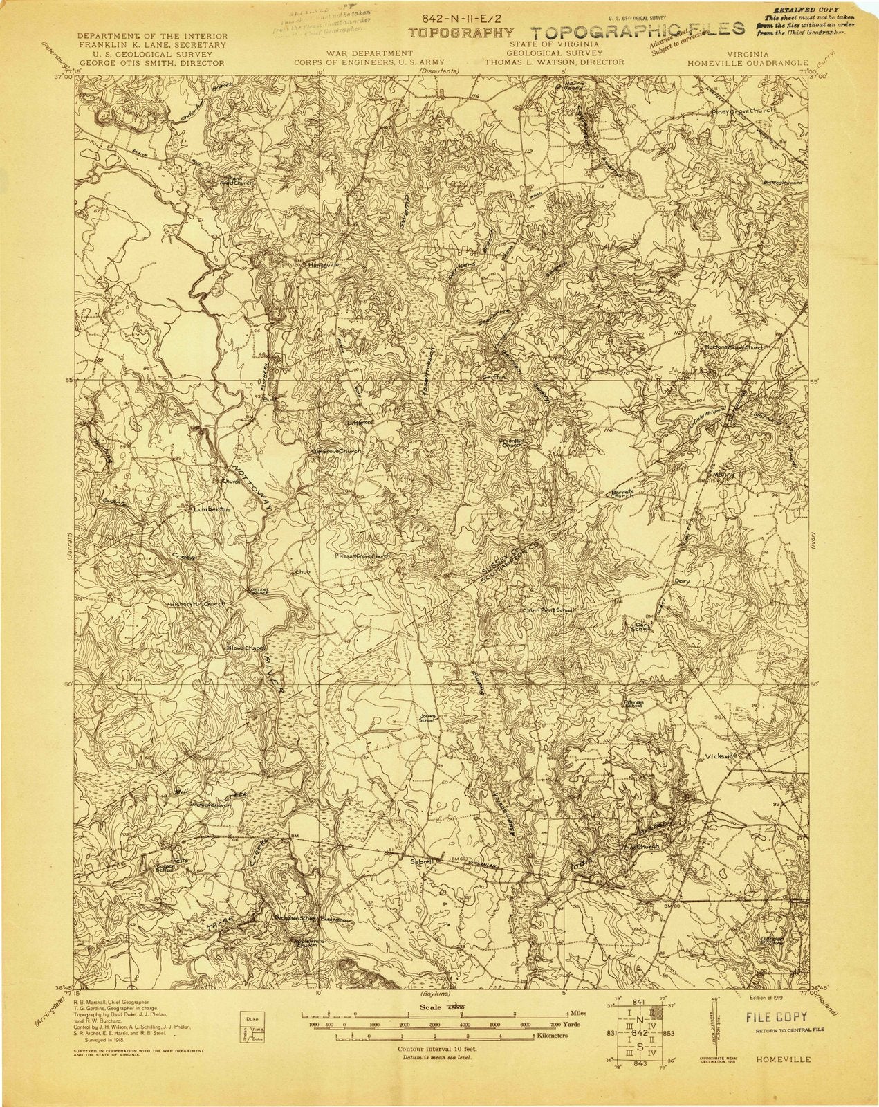 1919 Homeville, VA - Virginia - USGS Topographic Map