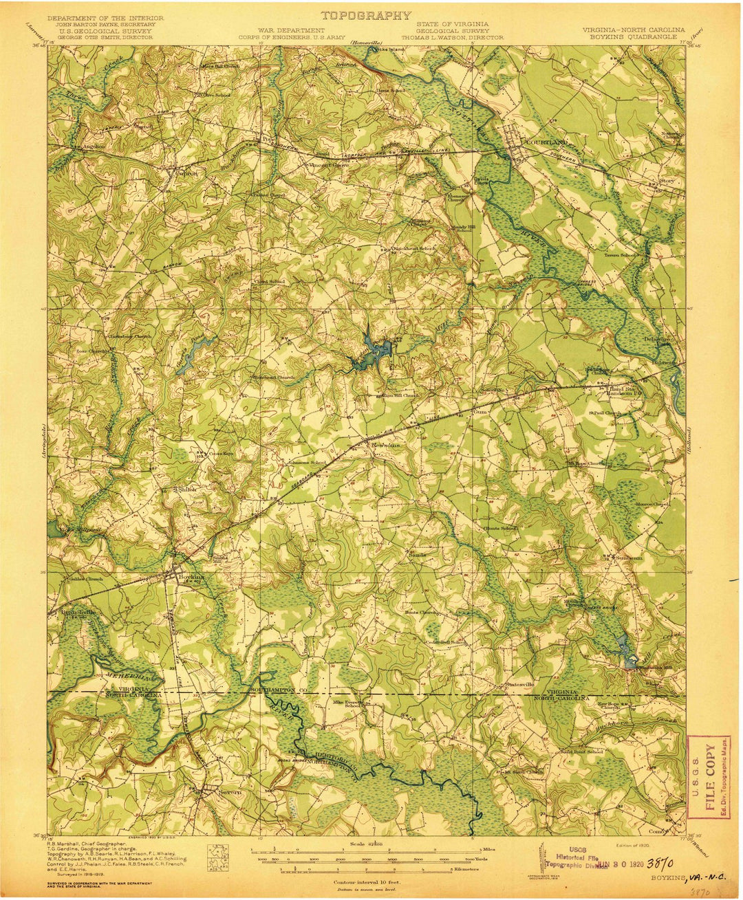 1920 Boykins, VA - Virginia - USGS Topographic Map