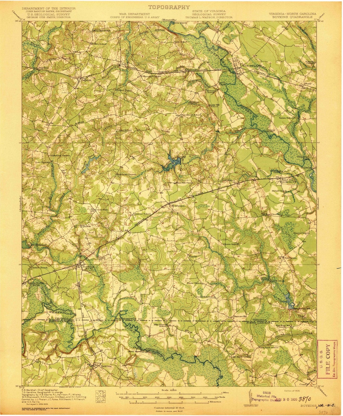 1920 Boykins, VA - Virginia - USGS Topographic Map