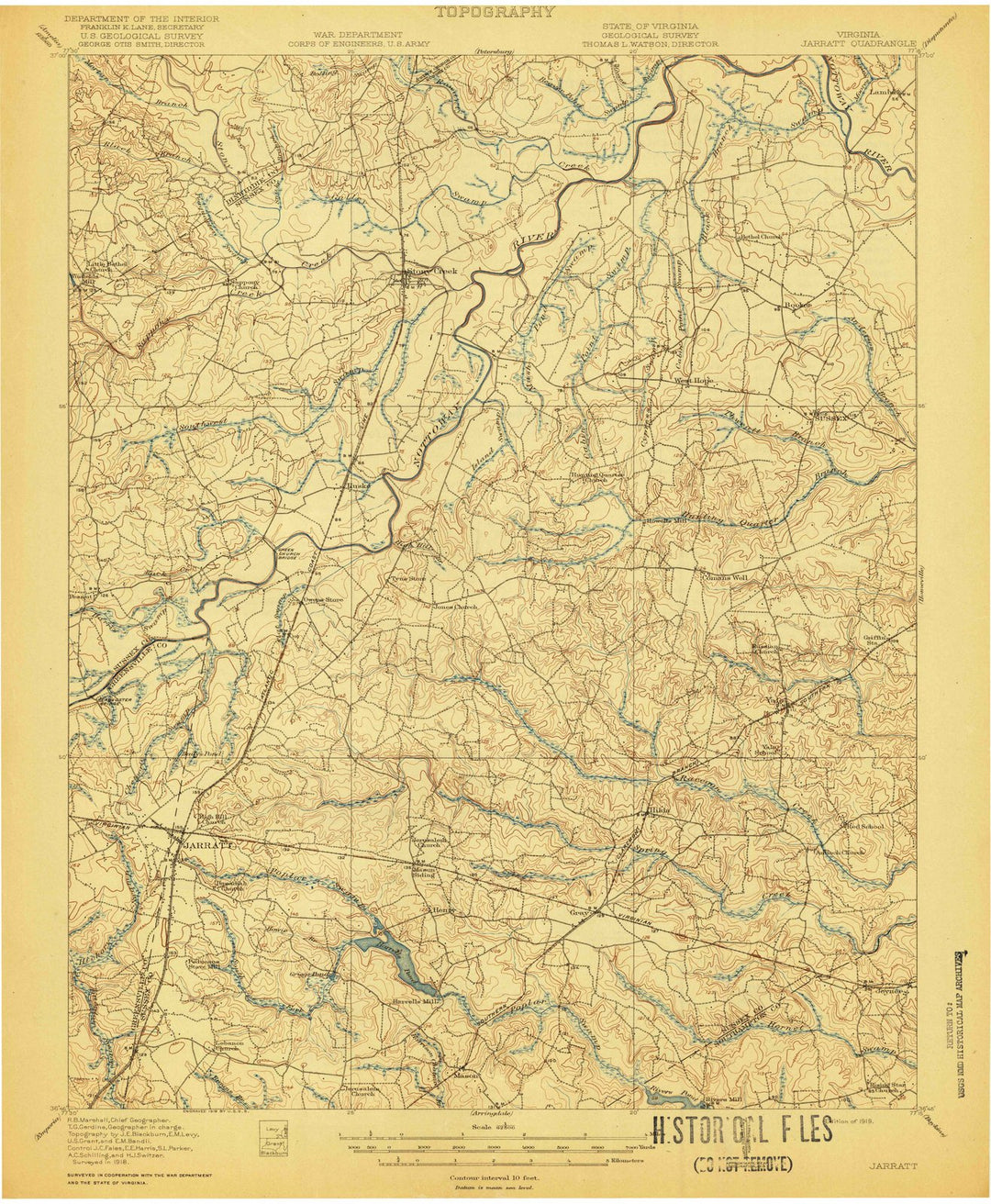 1919 Jarratt, VA - Virginia - USGS Topographic Map