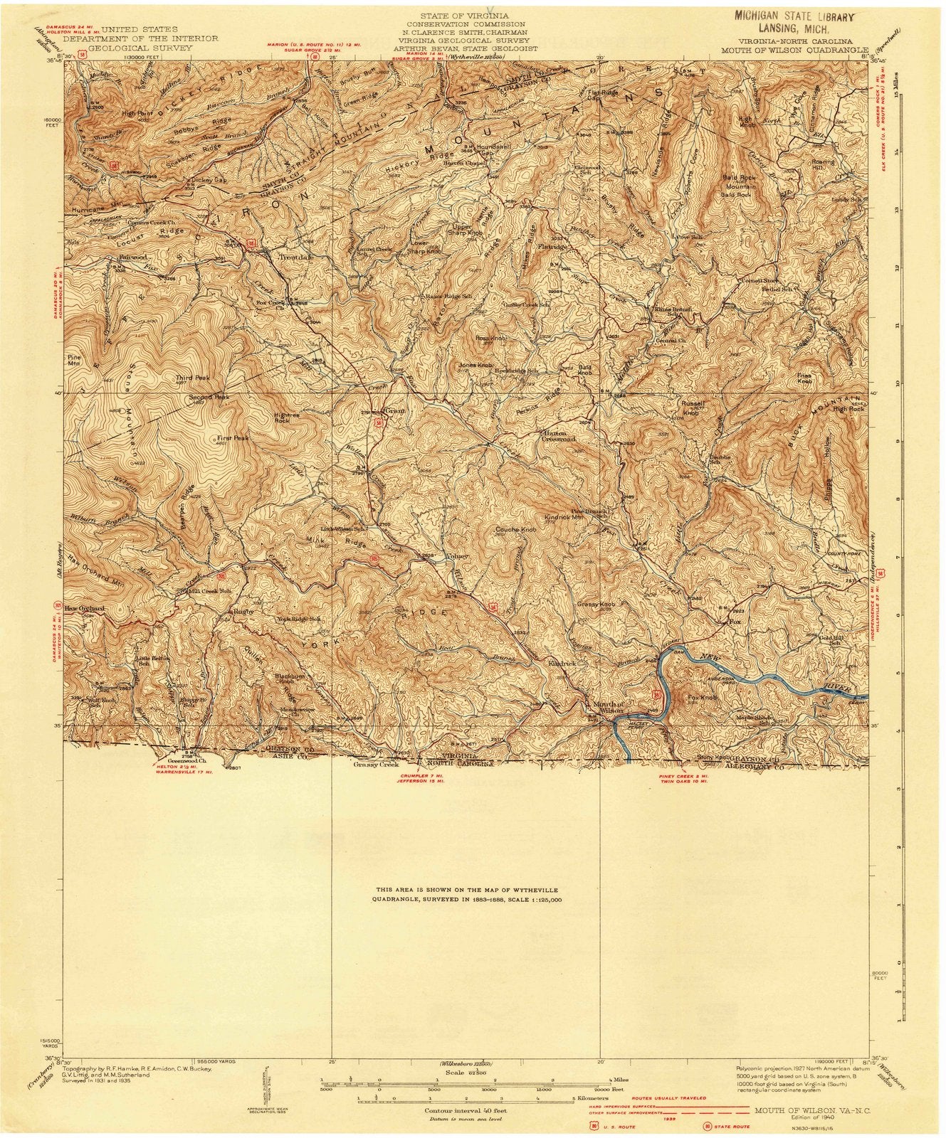1940 Mouth of Wilson, VA - Virginia - USGS Topographic Map