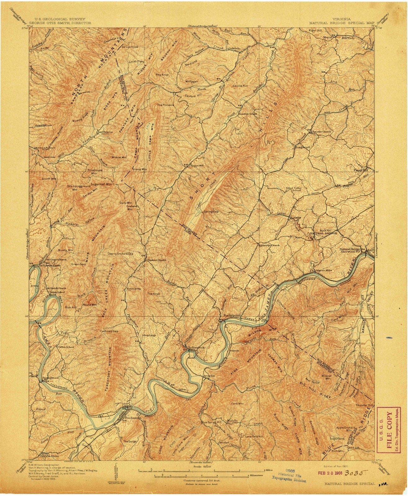 1907 Natural Bridge Special, VA - Virginia - USGS Topographic Map