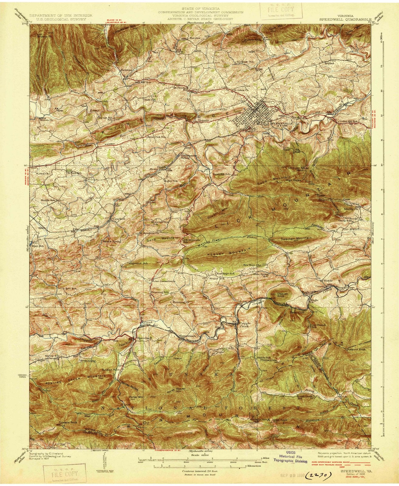 1930 Speedwell, VA - Virginia - USGS Topographic Map