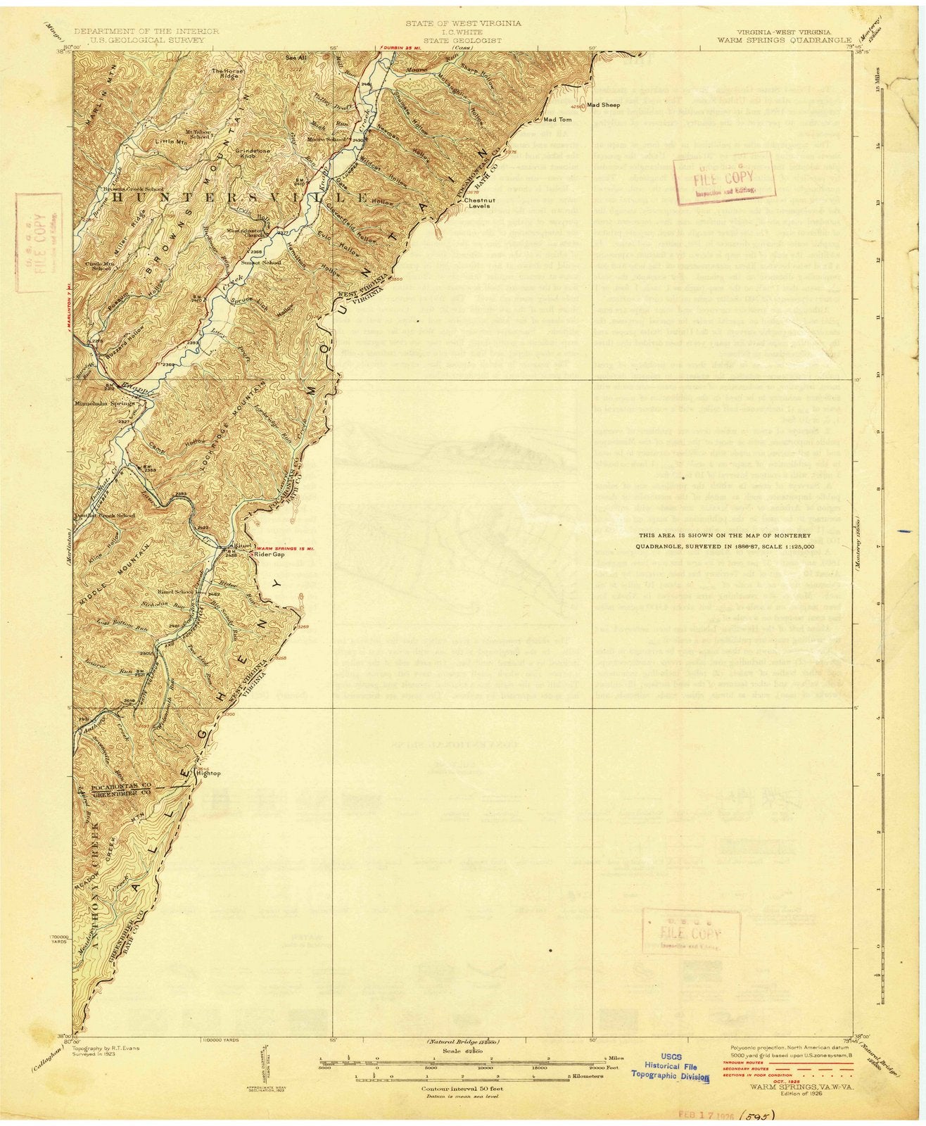 1926 Warm Springs, VA - Virginia - USGS Topographic Map