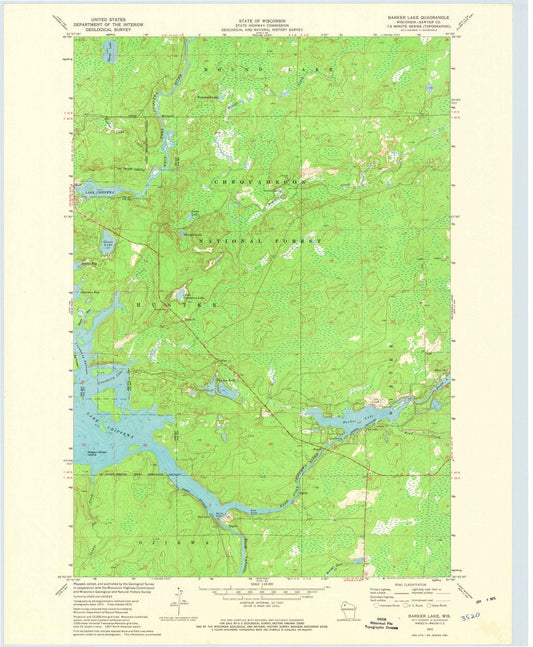 1972 Barker Lake, WI - Wisconsin - USGS Topographic Map