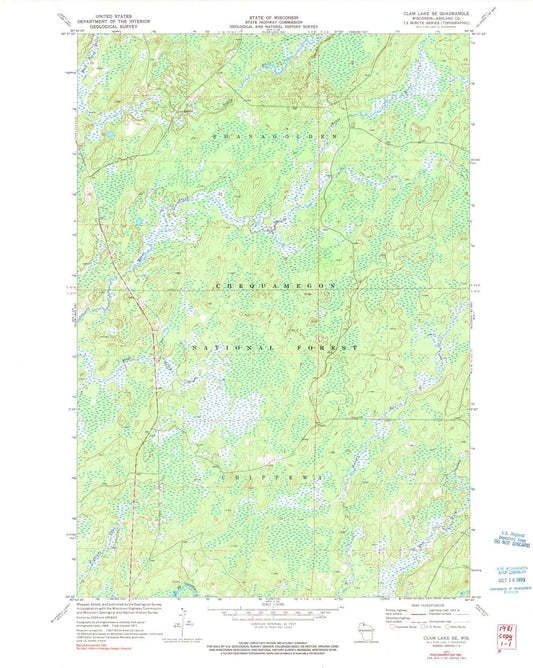 1971 Clam Lake, WI - Wisconsin - USGS Topographic Map