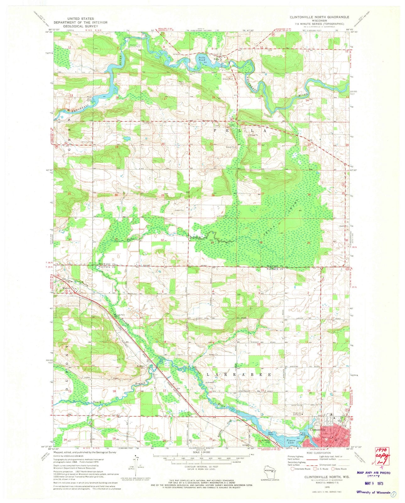 1970 Clintonville North, WI - Wisconsin - USGS Topographic Map