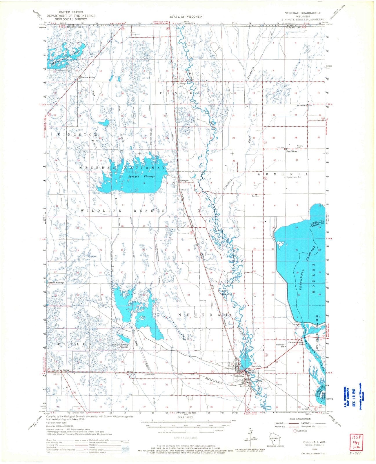 1958 Necedah, WI - Wisconsin - USGS Topographic Map