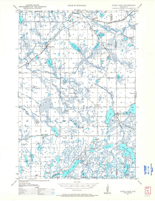 1948 Stone Lake, WI - Wisconsin - USGS Topographic Map
