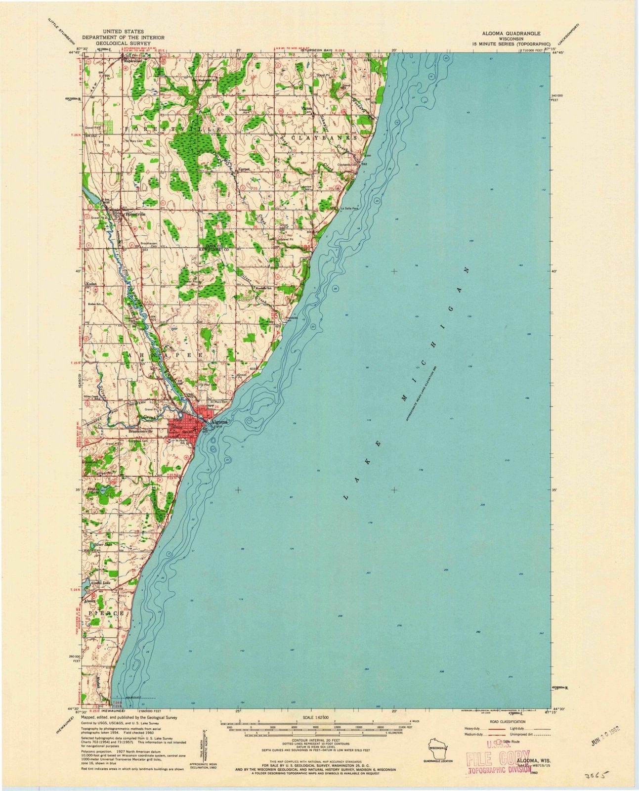 1960 Algoma, WI - Wisconsin - USGS Topographic Map