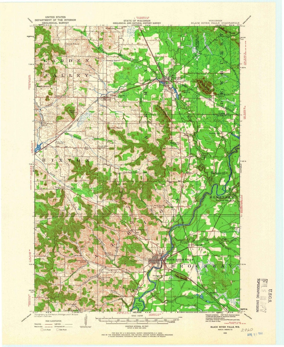 1924 Black River Falls, WI - Wisconsin - USGS Topographic Map