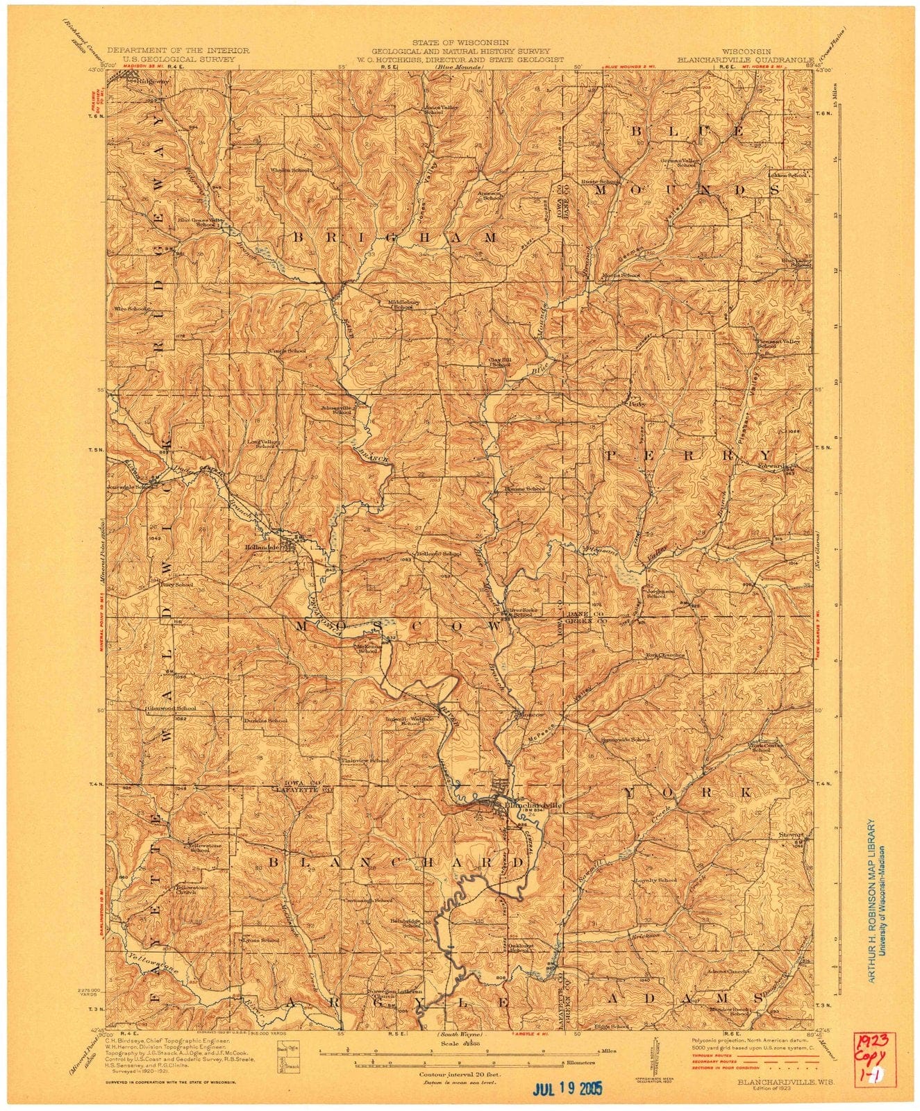 1923 Blanchardville, WI - Wisconsin - USGS Topographic Map