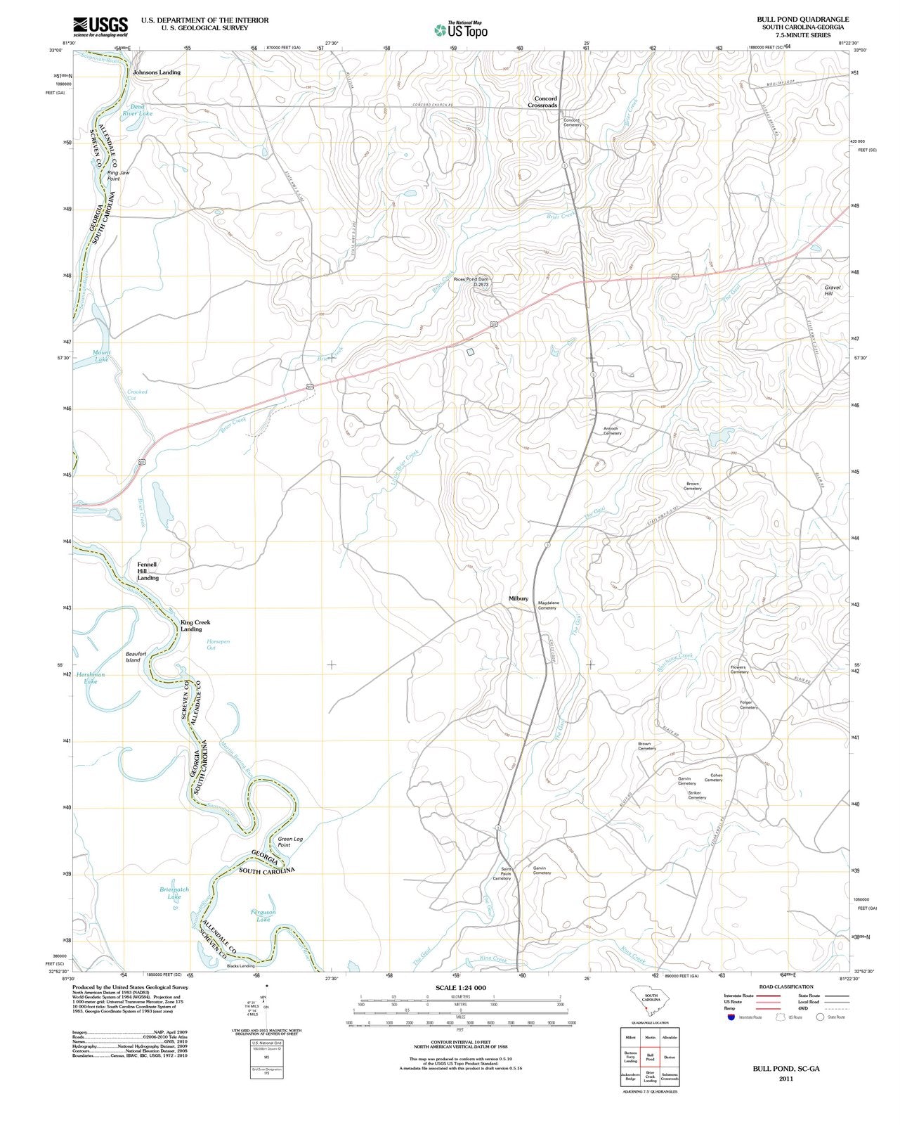 2011 Bull Pond, SC - South Carolina - USGS Topographic Map