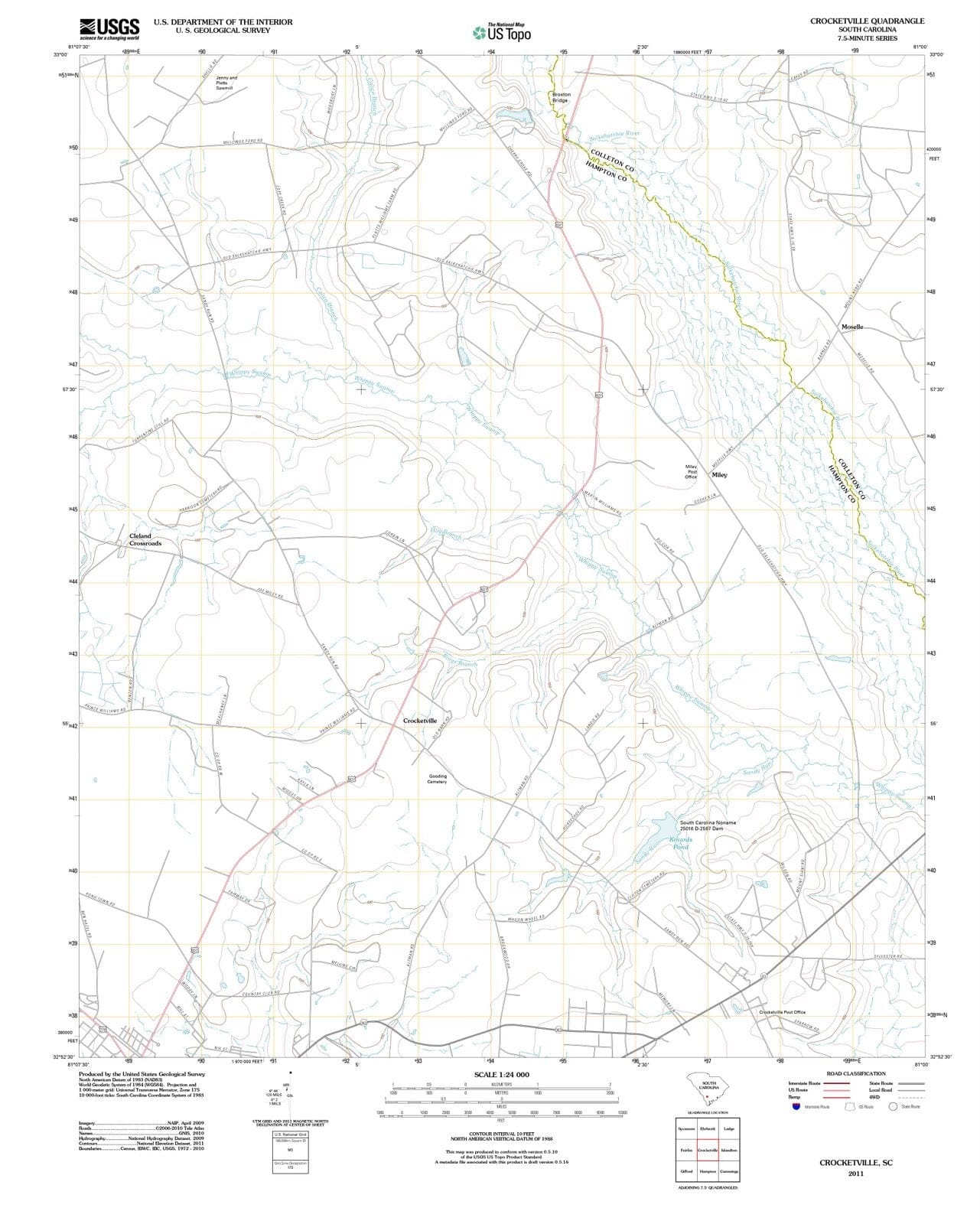 2011 Crocketville, SC - South Carolina - USGS Topographic Map
