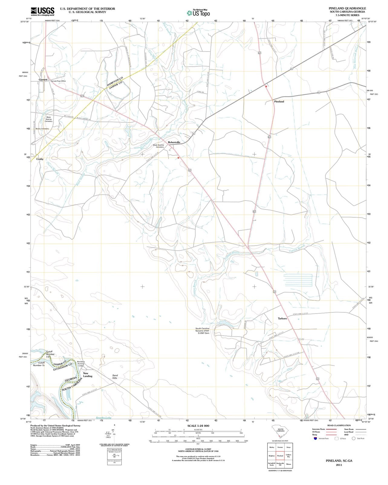 2011 Pineland, SC - South Carolina - USGS Topographic Map