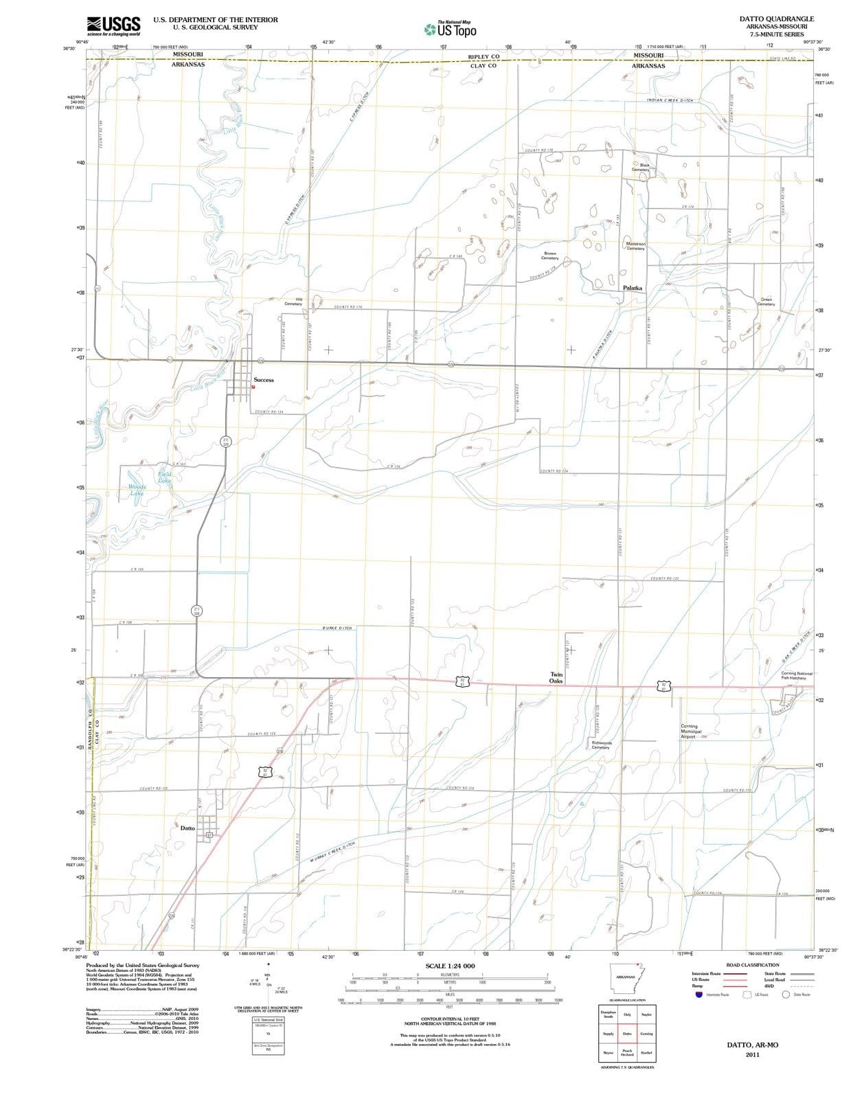 2011 Datto, AR - Arkansas - USGS Topographic Map