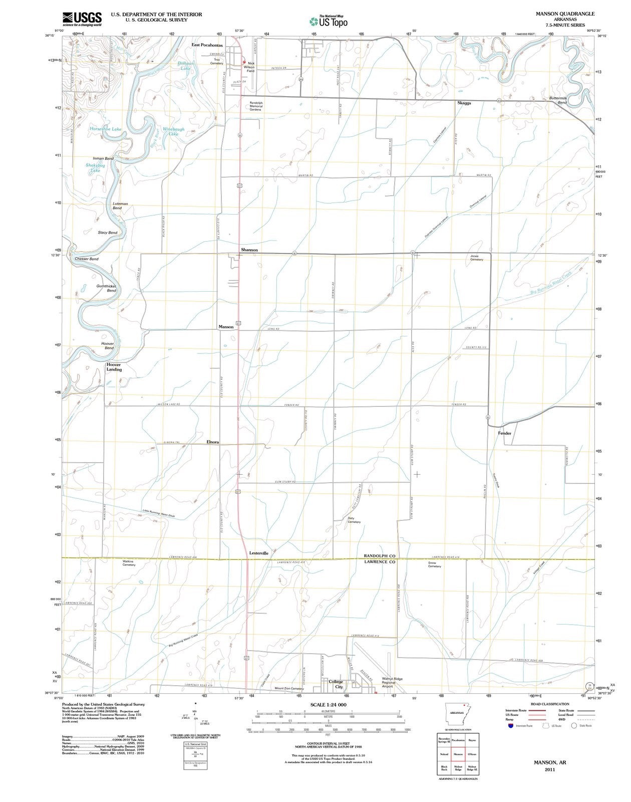 2011 Manson, AR - Arkansas - USGS Topographic Map