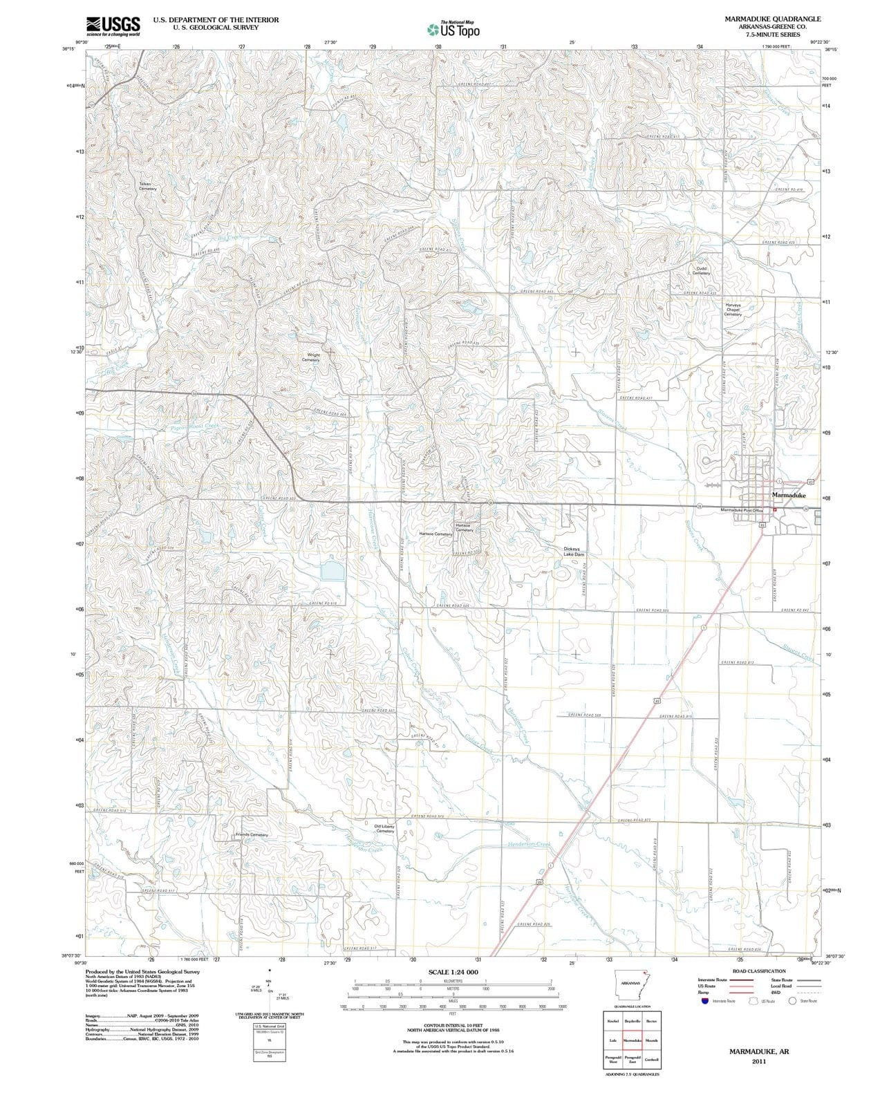 2011 Marmaduke, AR - Arkansas - USGS Topographic Map