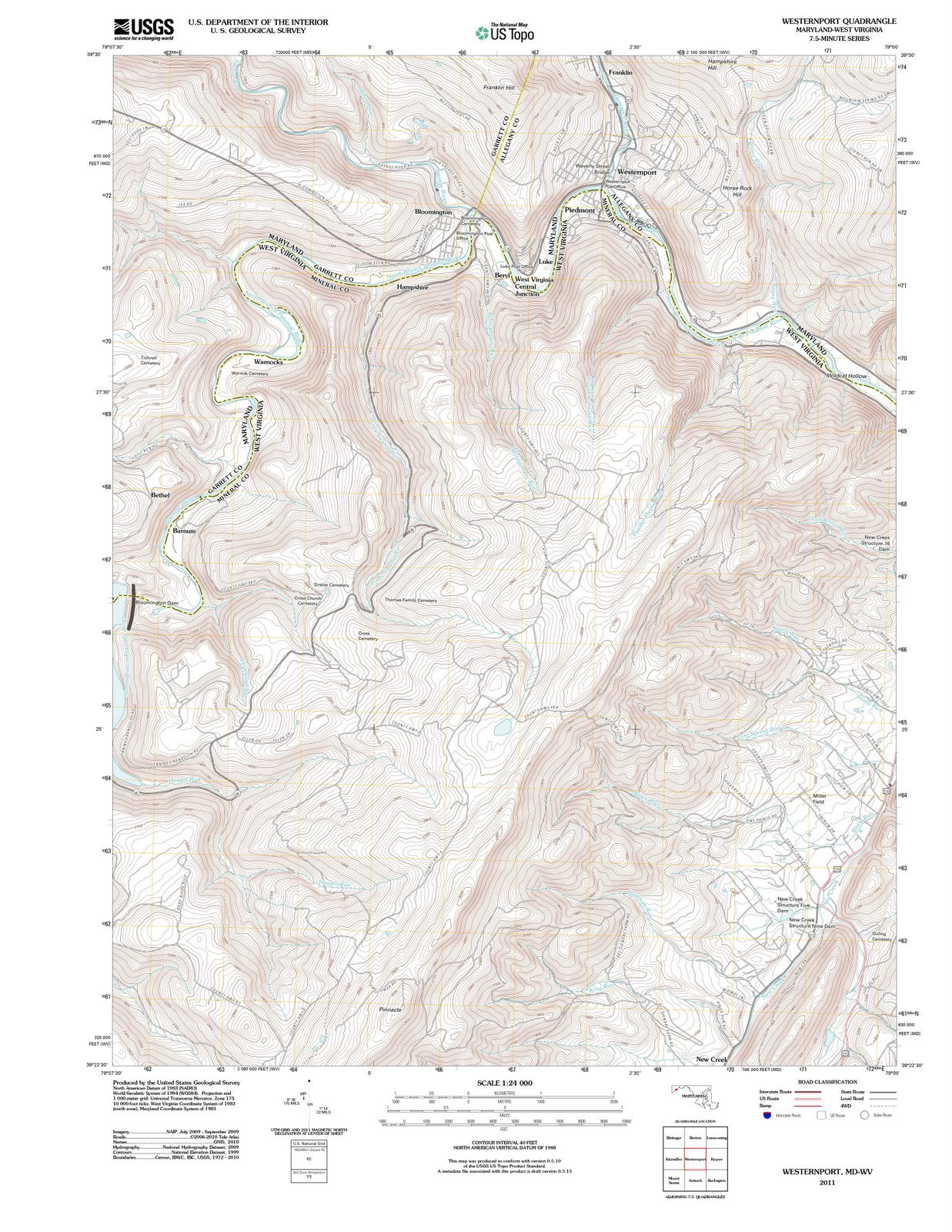 2011 Westernport, MD - Maryland - USGS Topographic Map