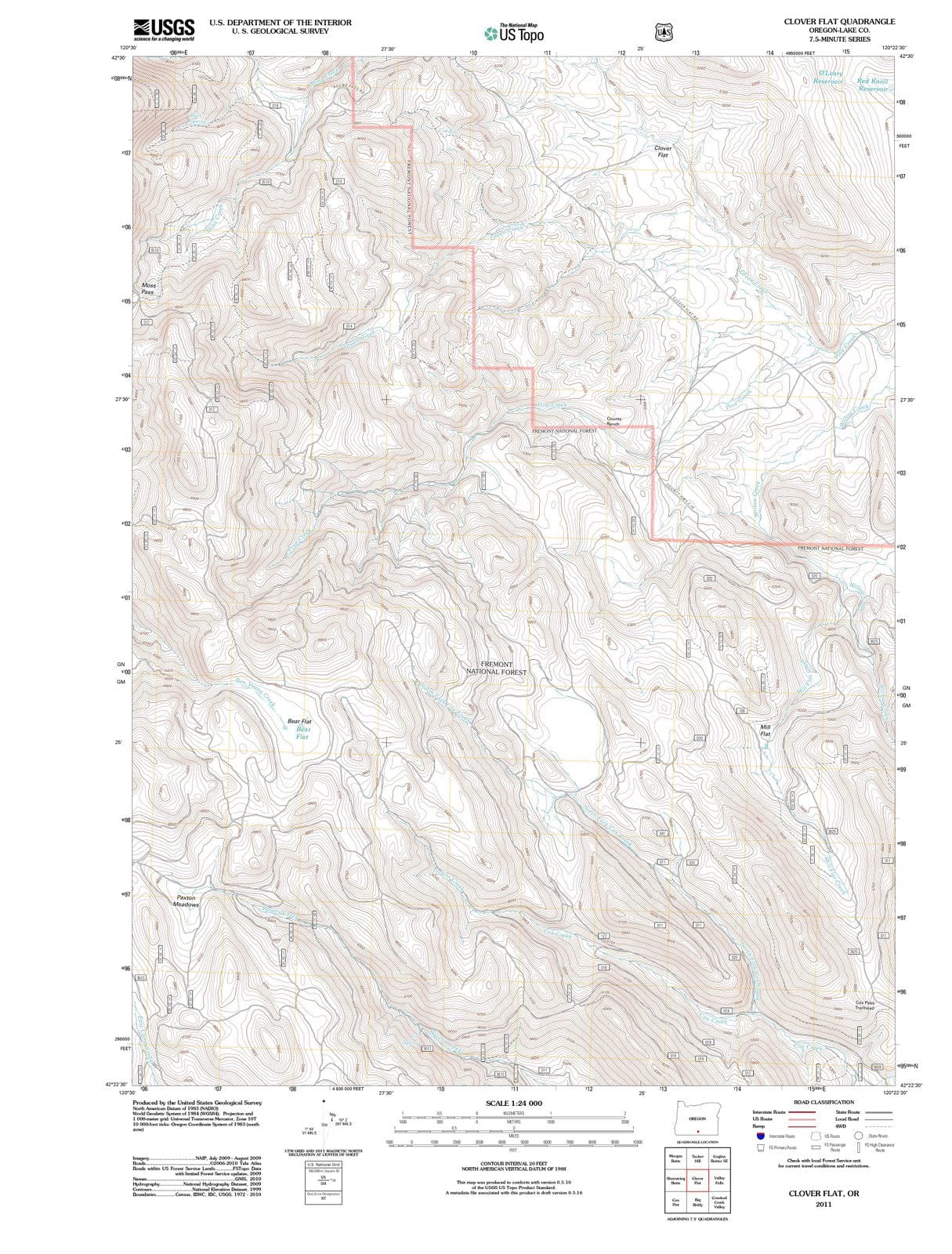 2011 Clover Flat, OR - Oregon - USGS Topographic Map