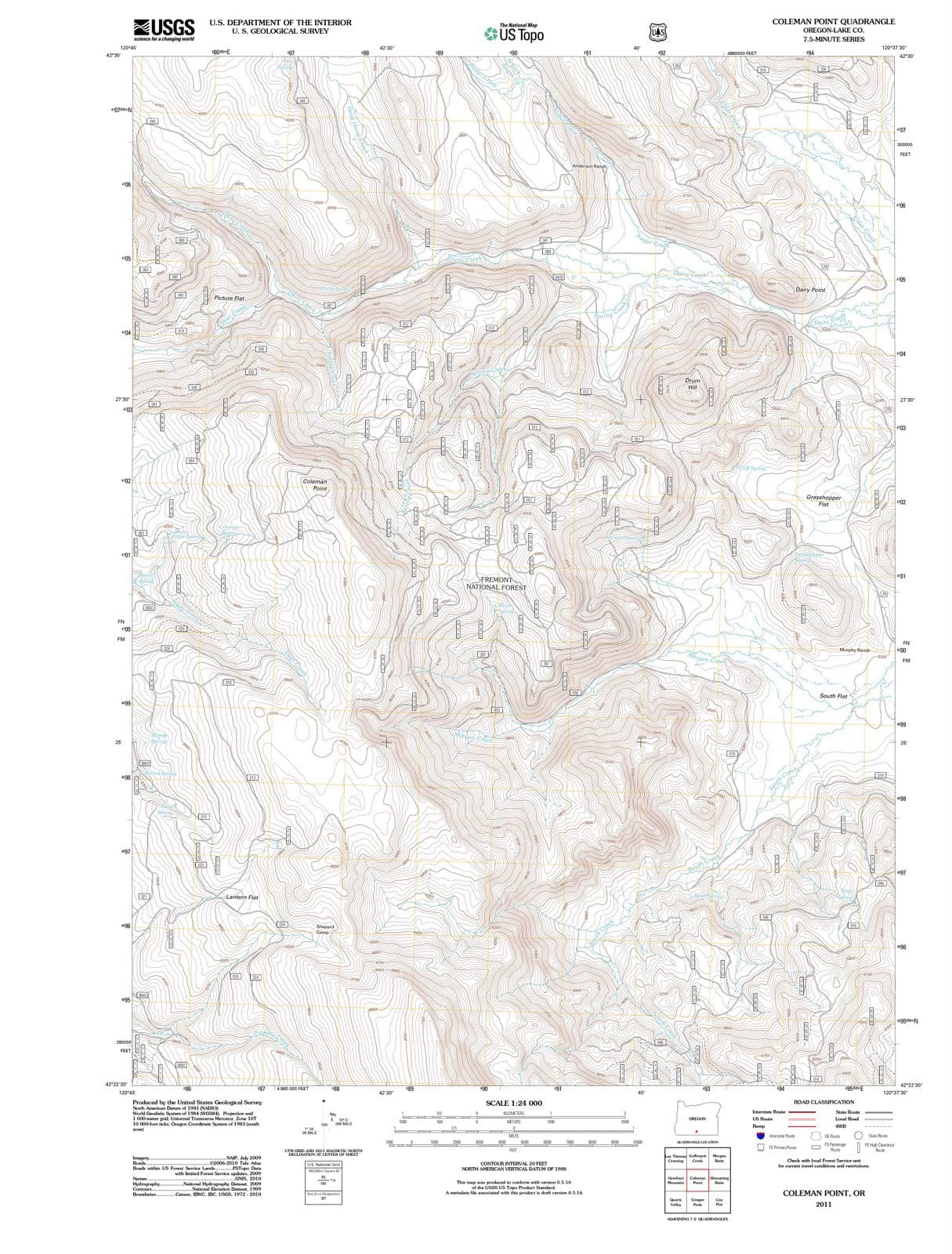 2011 Coleman Point, OR - Oregon - USGS Topographic Map