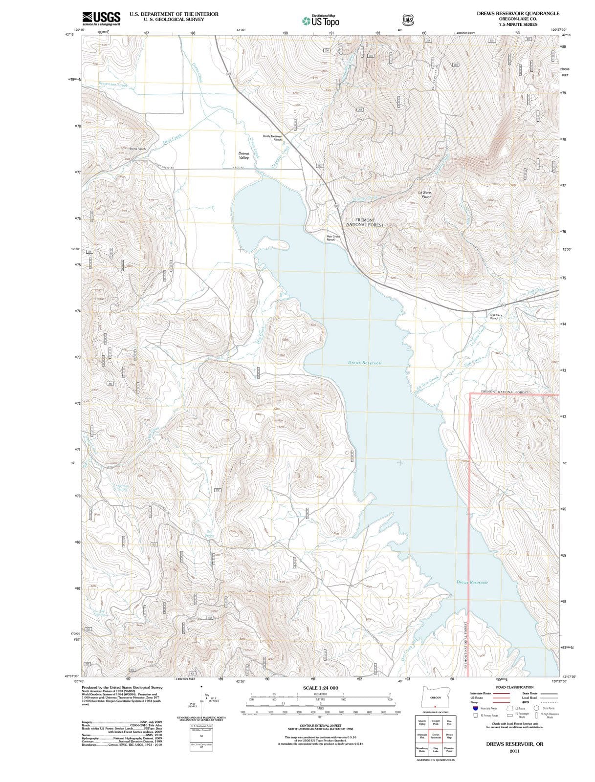 2011 Drews Reservoir, OR - Oregon - USGS Topographic Map