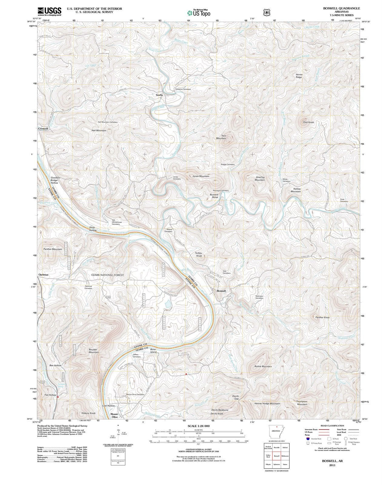 2011 Boswell, AR - Arkansas - USGS Topographic Map