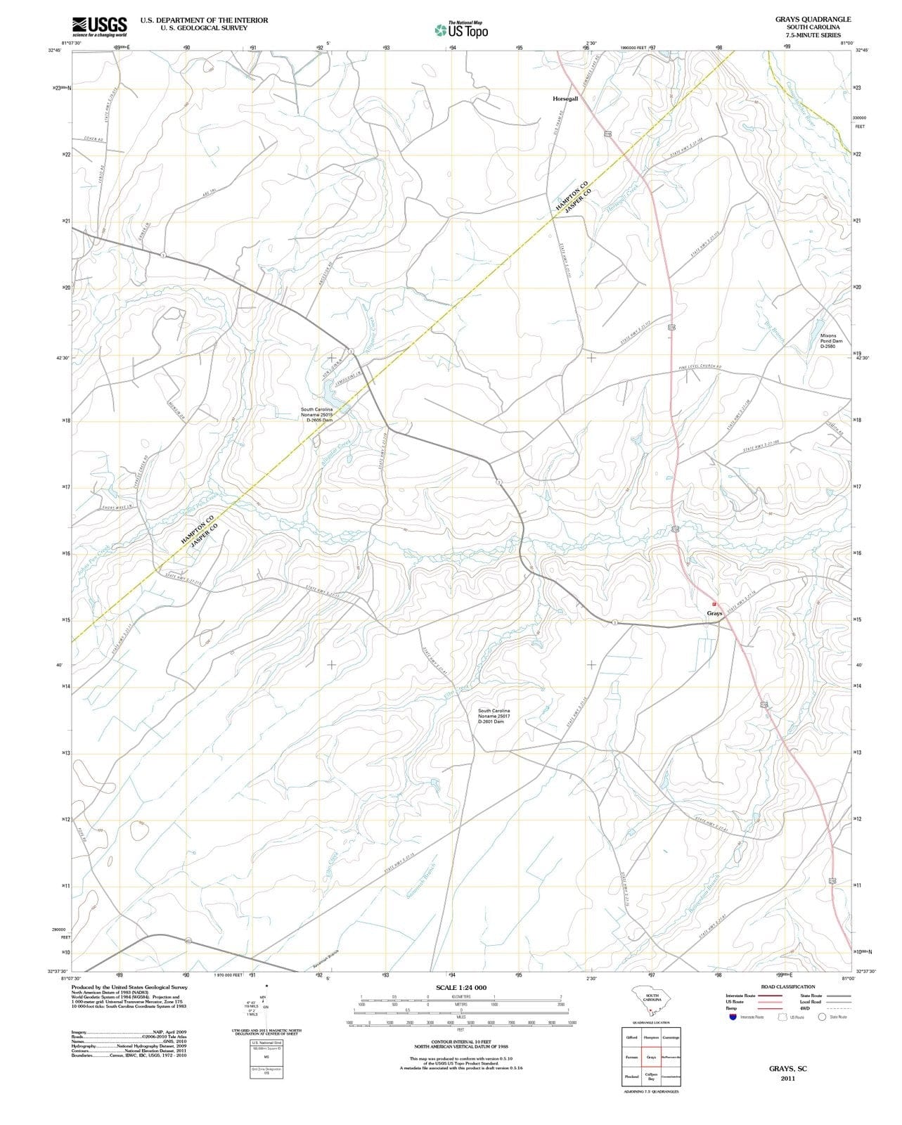 2011 Grays, SC - South Carolina - USGS Topographic Map