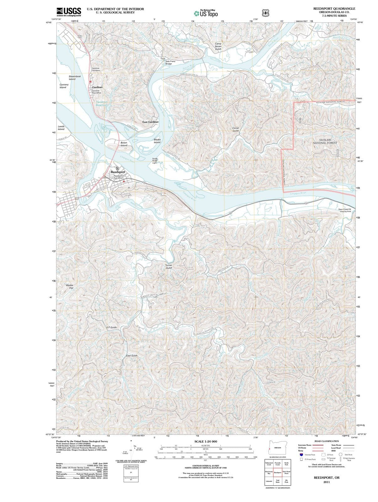 2011 Reedsport, OR - Oregon - USGS Topographic Map