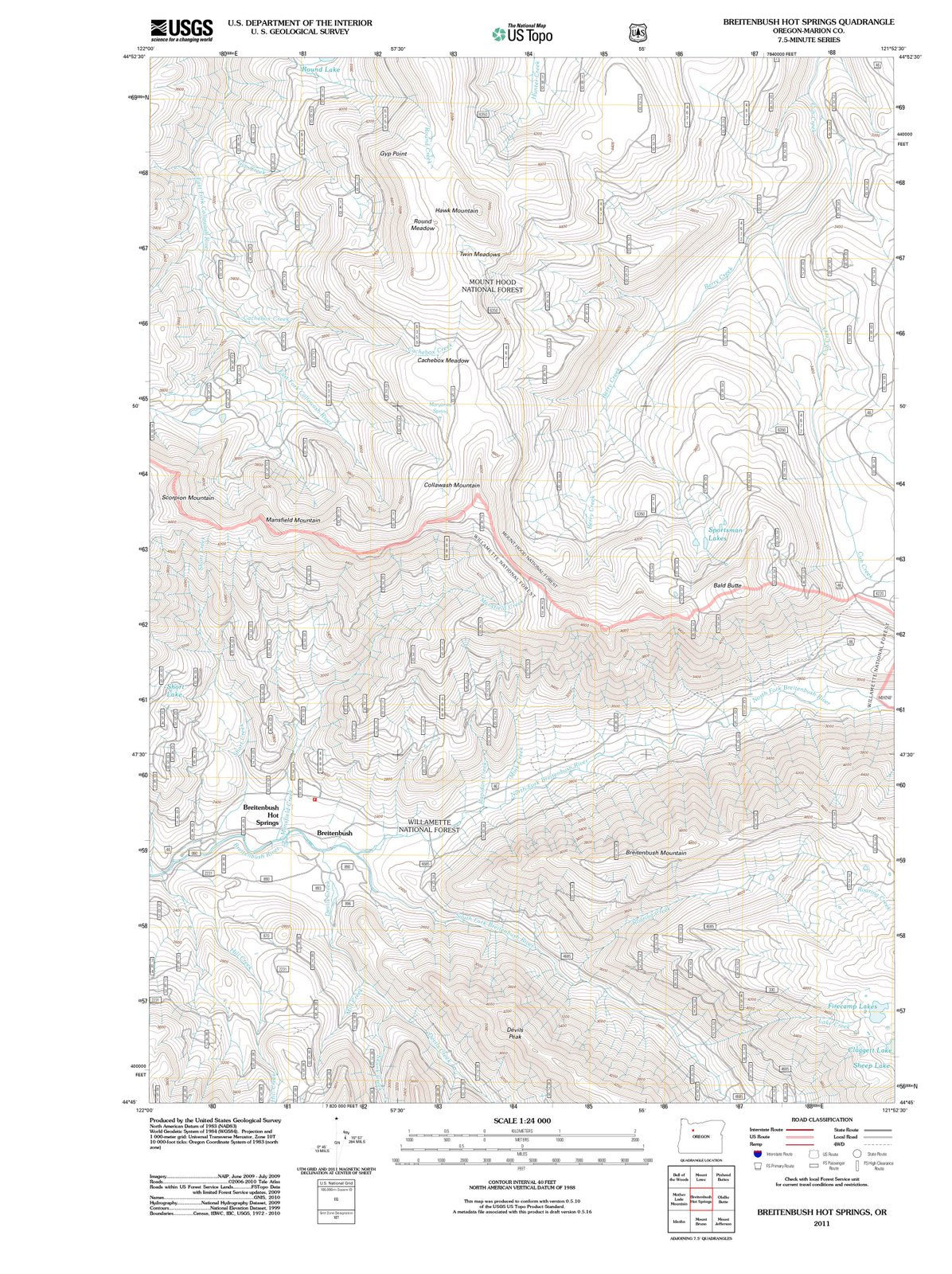 2011 Breitenbush Hot Springs, OR - Oregon - USGS Topographic Map