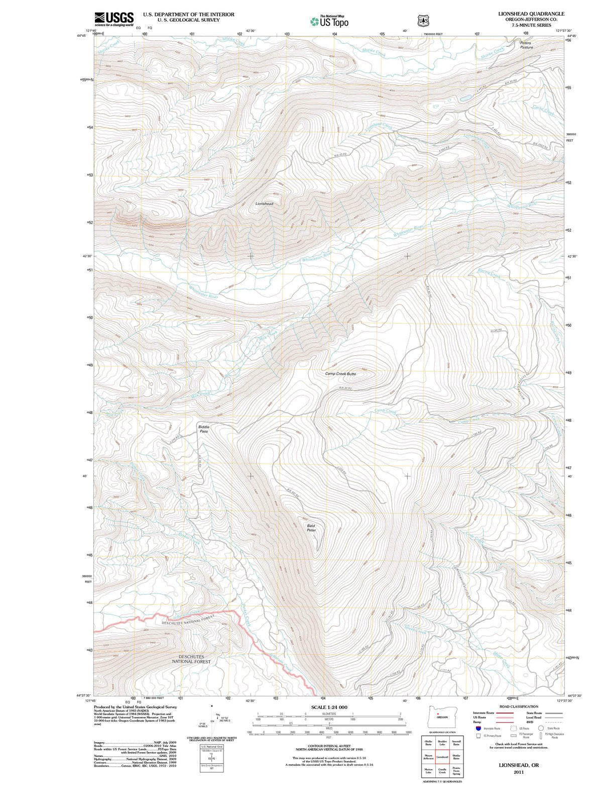 2011 Lionshead, OR - Oregon - USGS Topographic Map