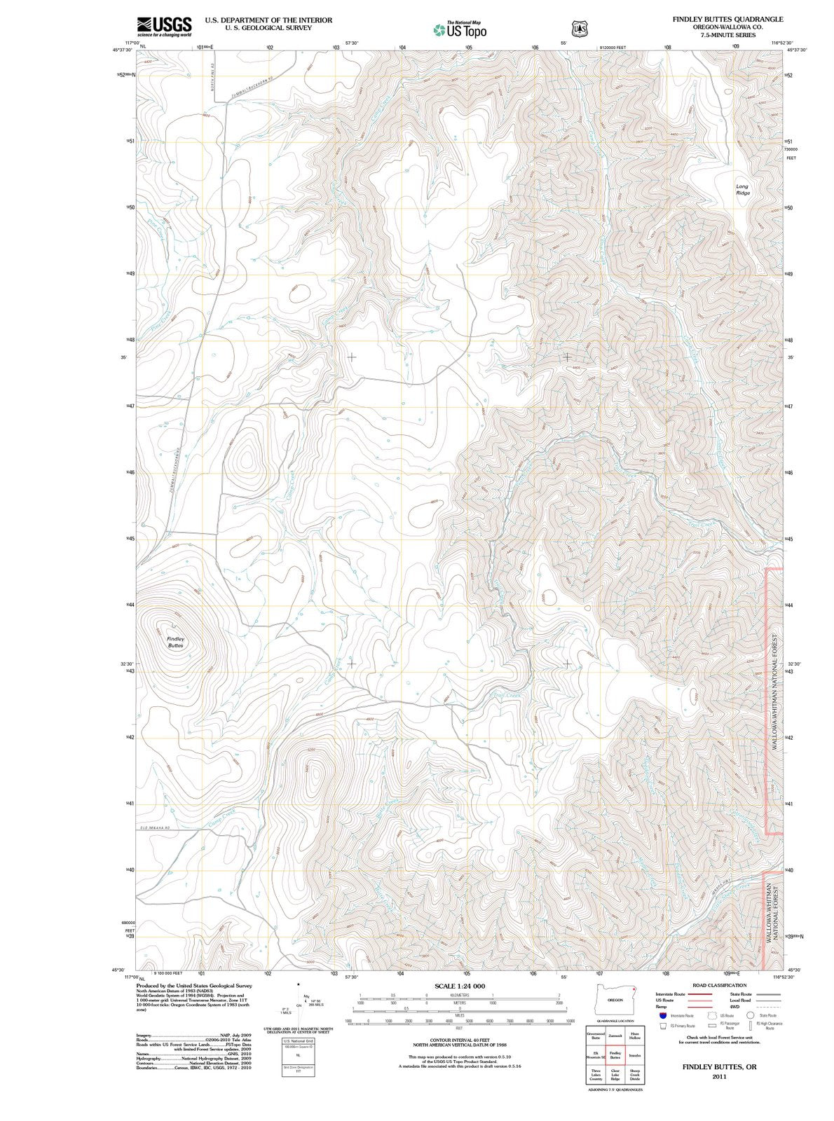 2011 Findley Buttes, OR - Oregon - USGS Topographic Map