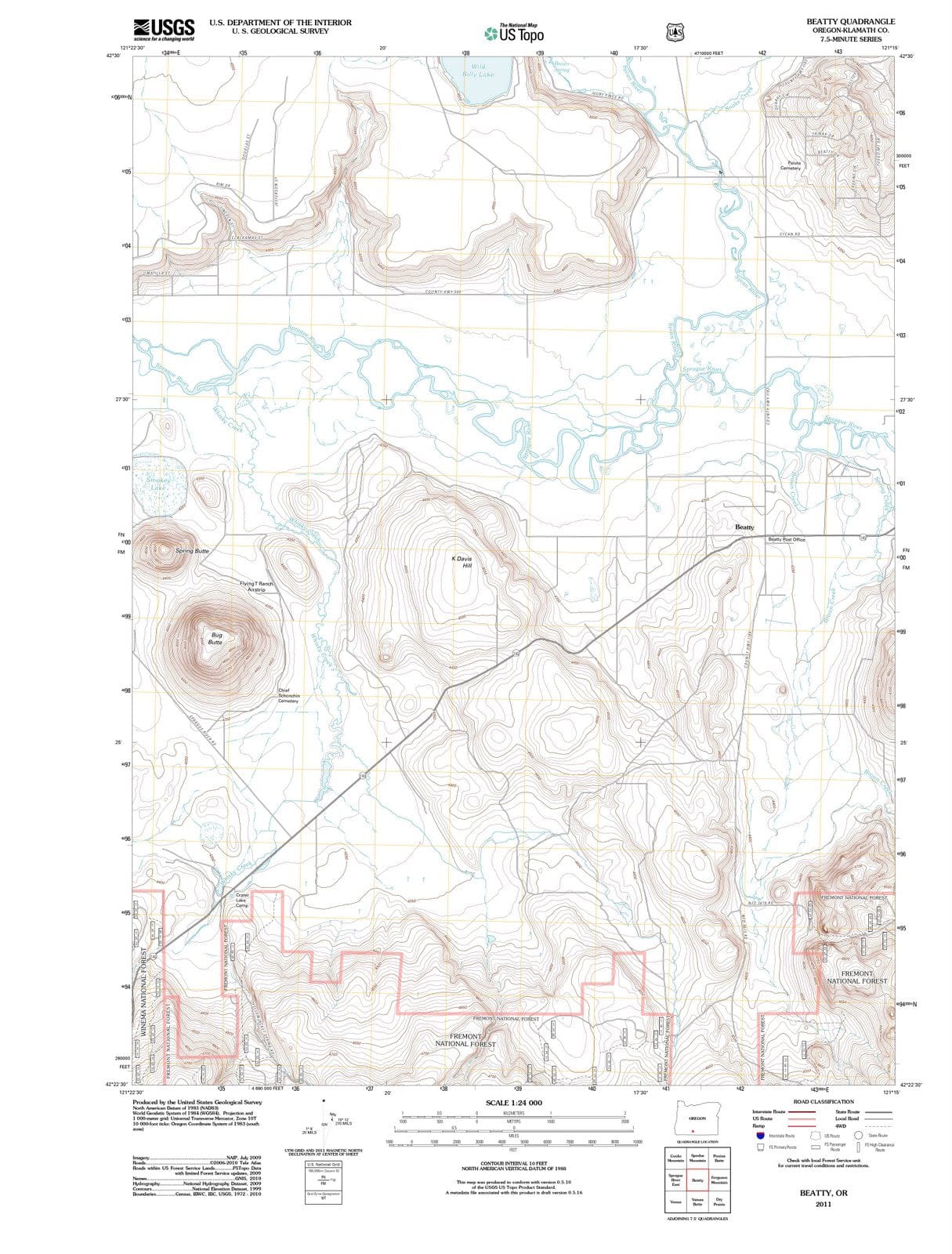 2011 Beatty, OR - Oregon - USGS Topographic Map