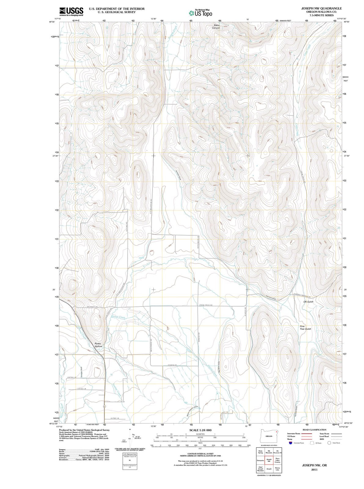 2011 Joseph, OR - Oregon - USGS Topographic Map