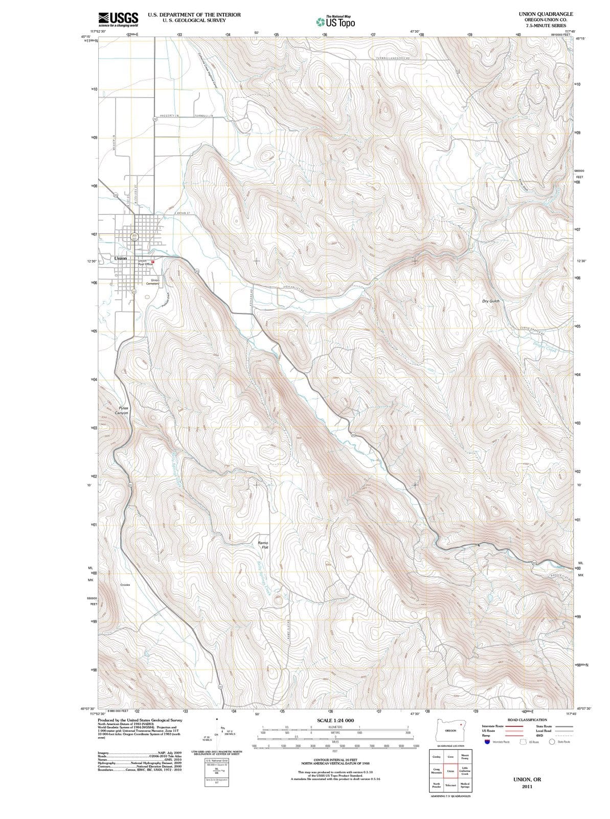 2011 Union, OR - Oregon - USGS Topographic Map