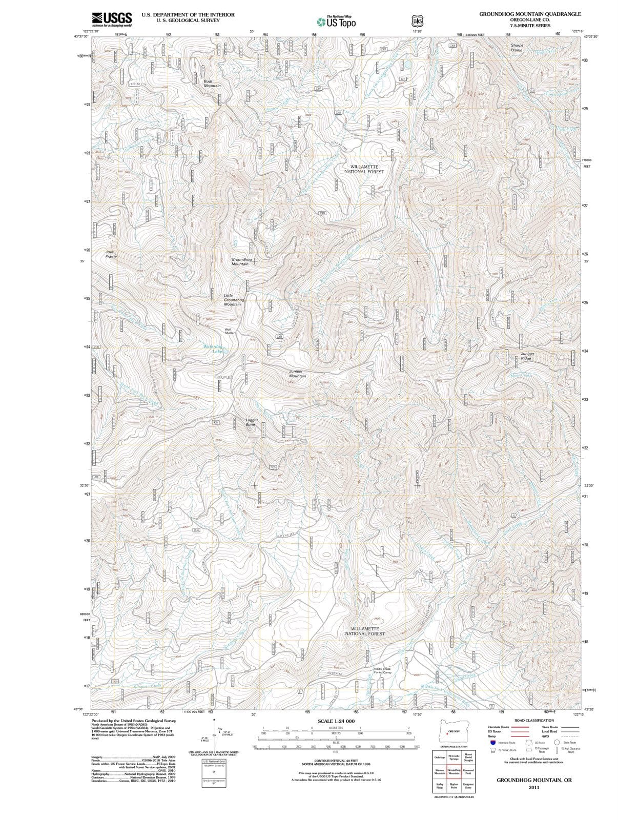 2011 Groundhog Mountain, OR - Oregon - USGS Topographic Map