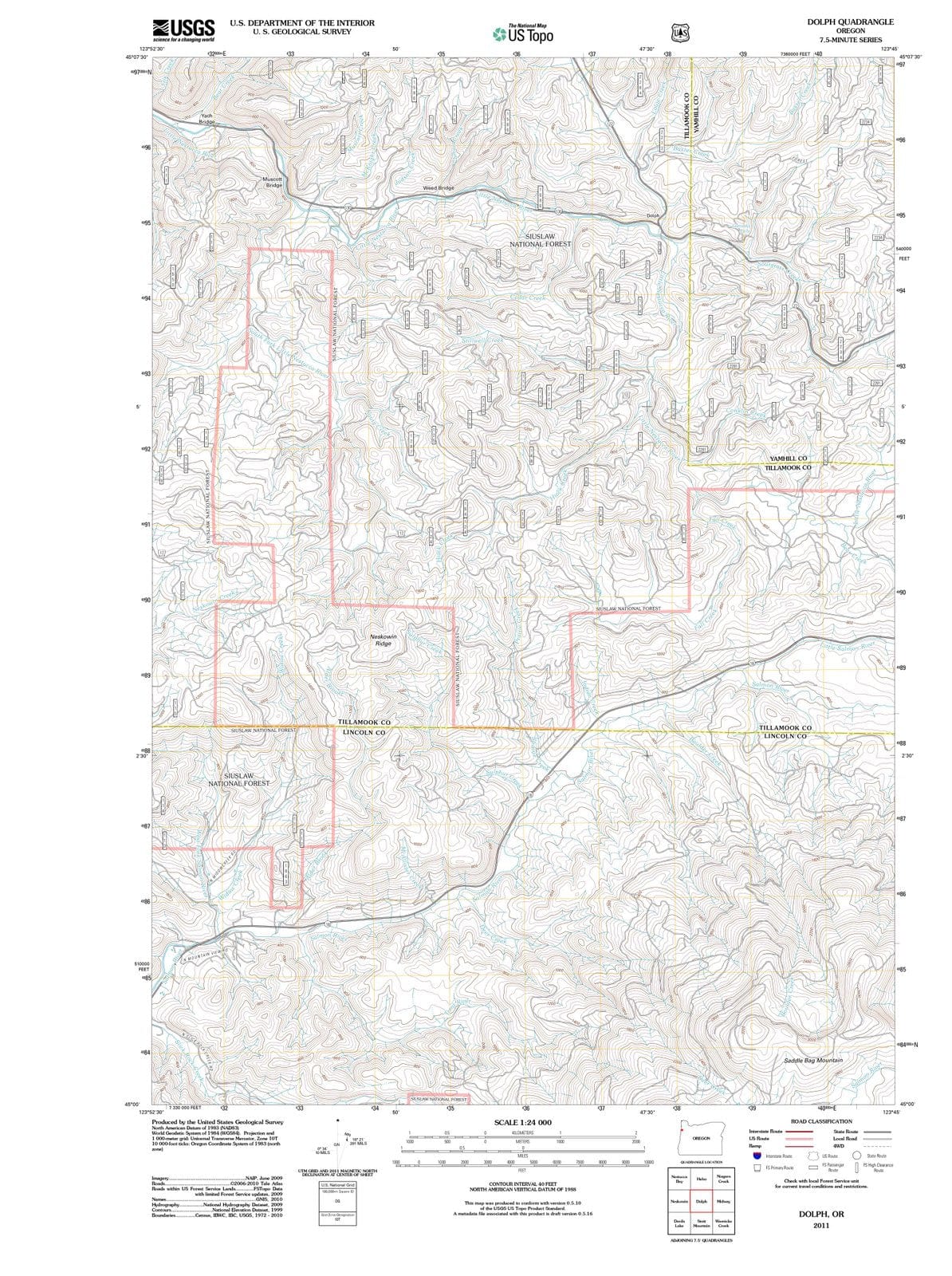 2011 Dolph, OR - Oregon - USGS Topographic Map