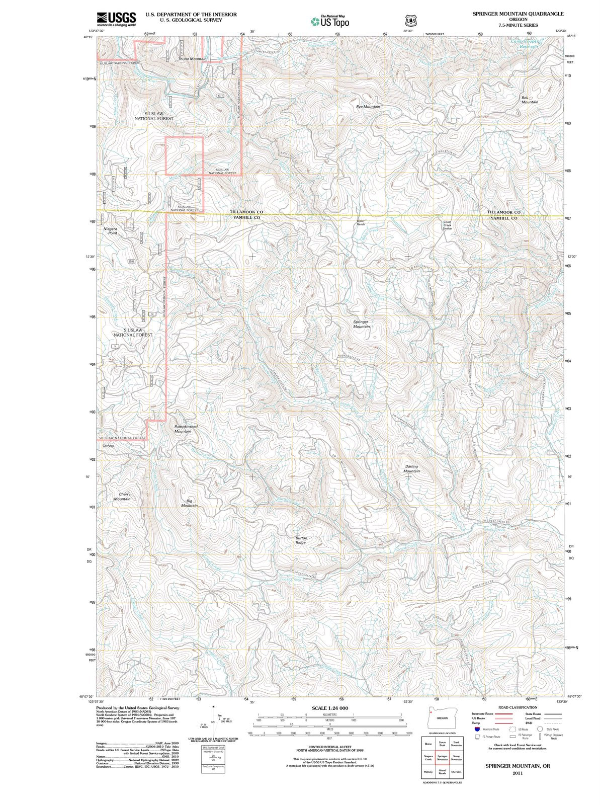 2011 Springer Mountain, OR - Oregon - USGS Topographic Map