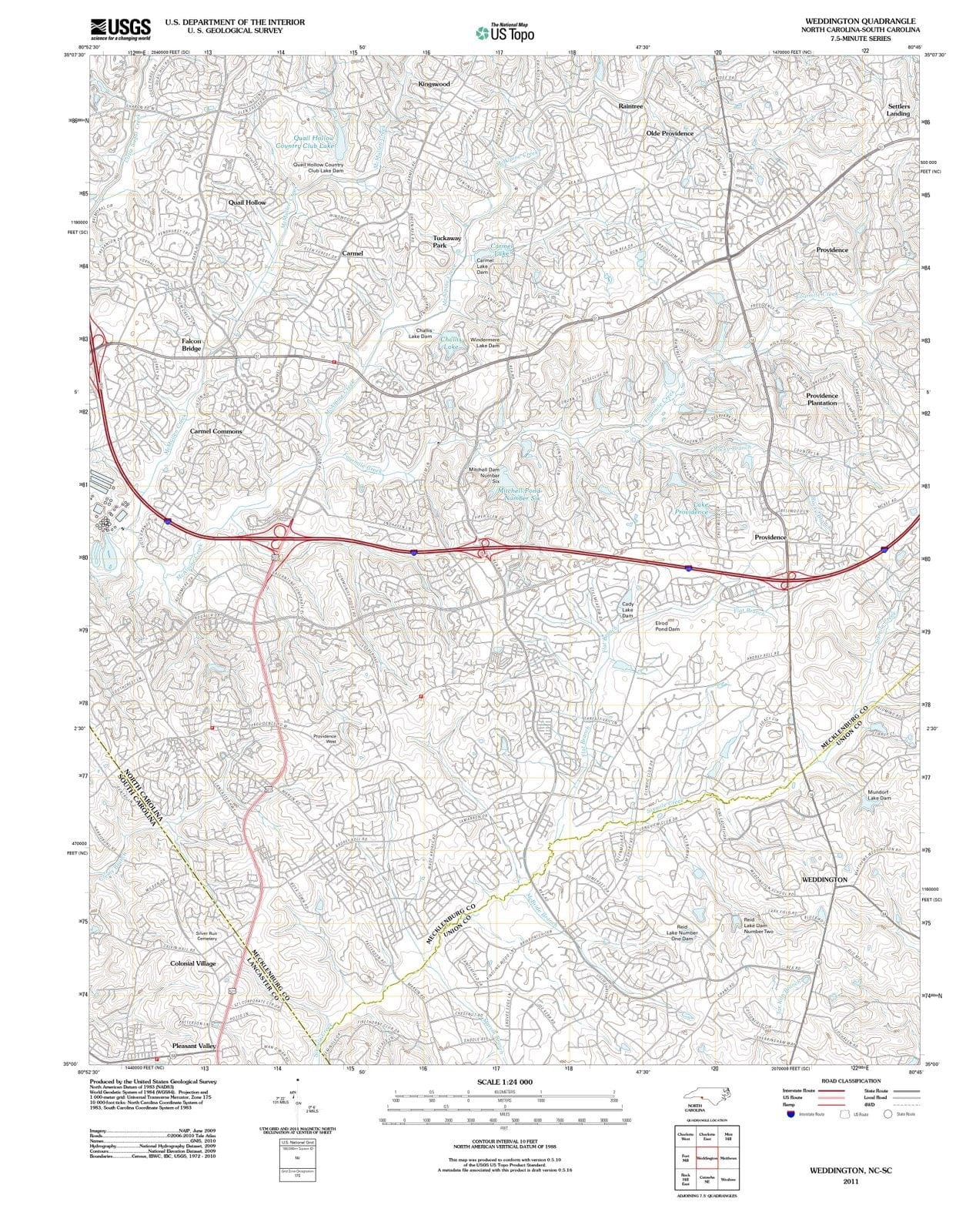 2011 Weddington, NC - North Carolina - USGS Topographic Map