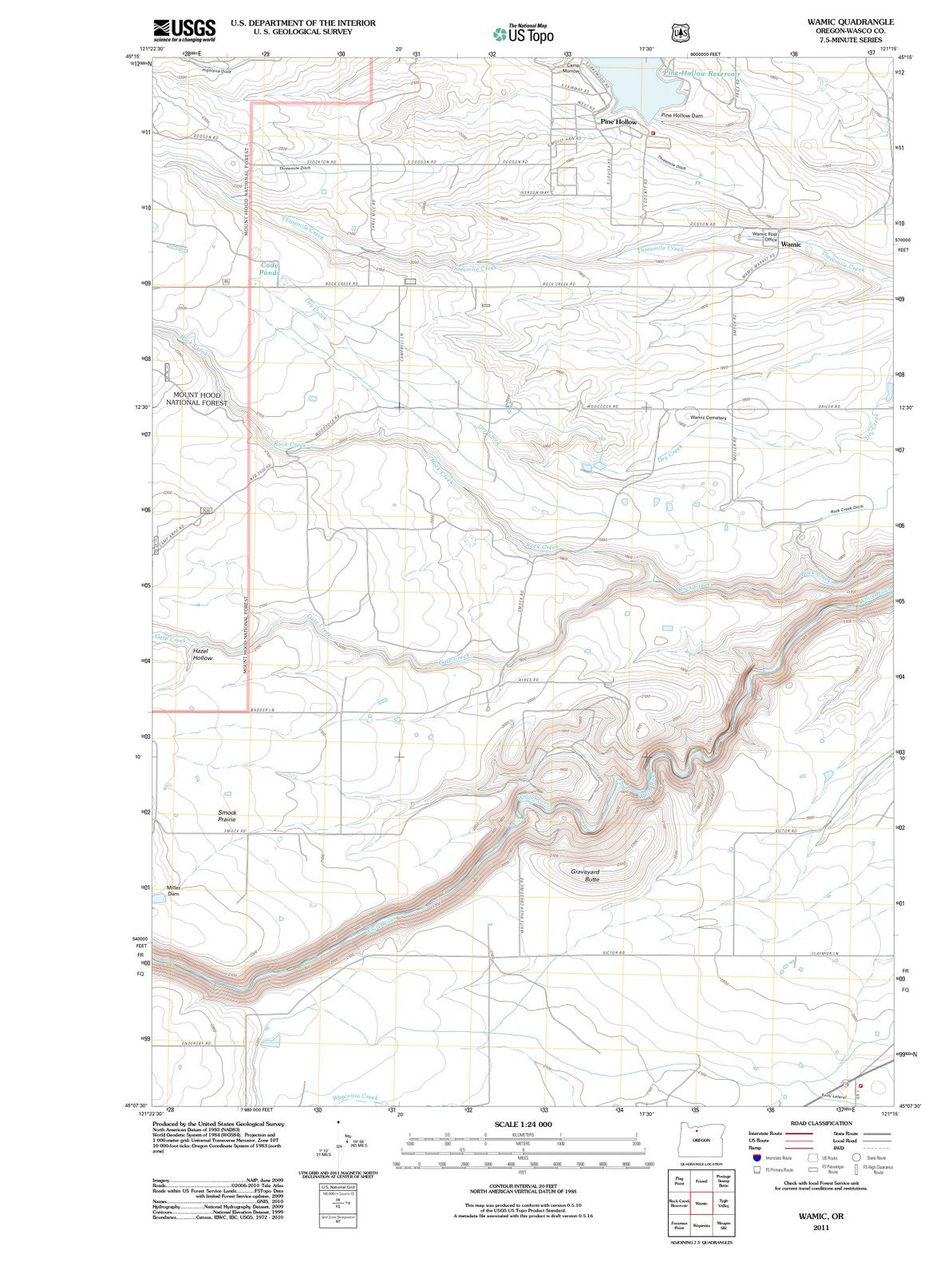2011 Wamic, OR - Oregon - USGS Topographic Map