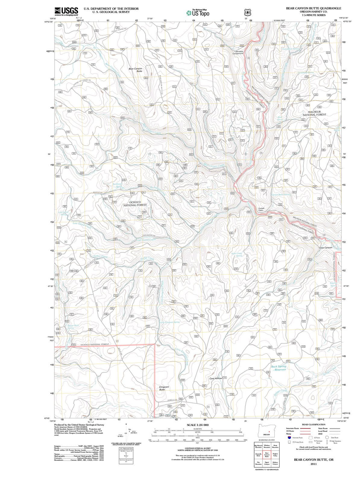 2011 Bear Canyon Butte, OR - Oregon - USGS Topographic Map