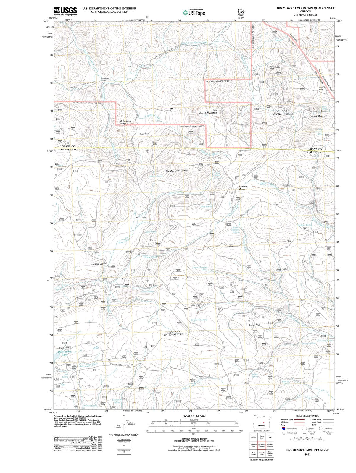 2011 Big Mowich Mountain, OR - Oregon - USGS Topographic Map